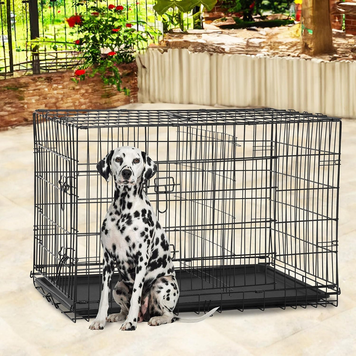 bestpet | dog crate | 48" | black shown in use