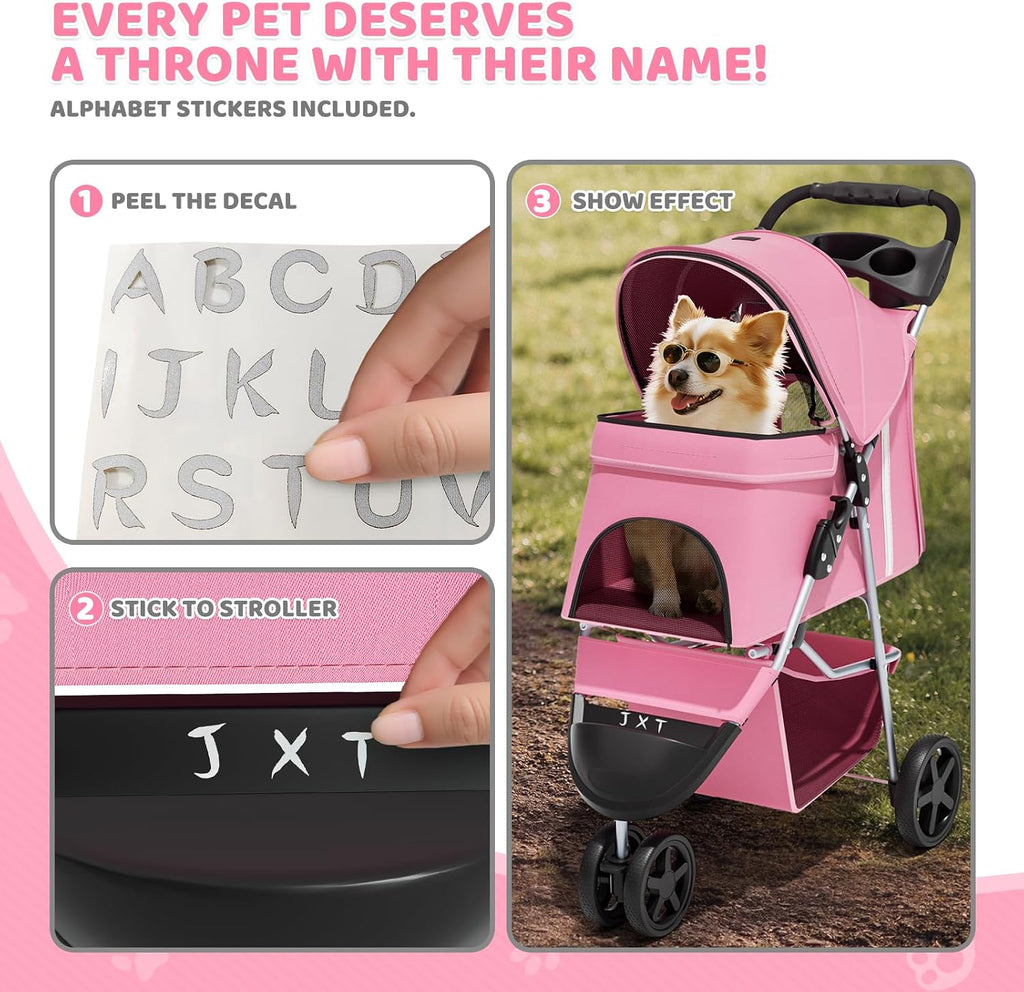 magshion 3-wheel pet stroller for small/medium dog cat, view 11