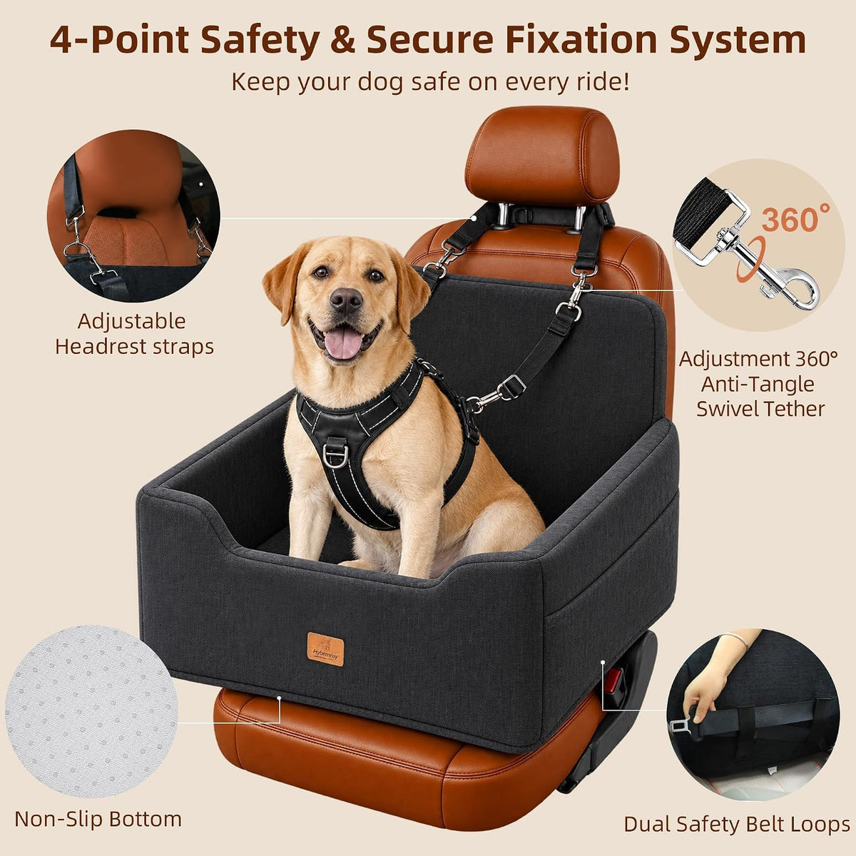 dog car seats for medium dogs & cat, side view