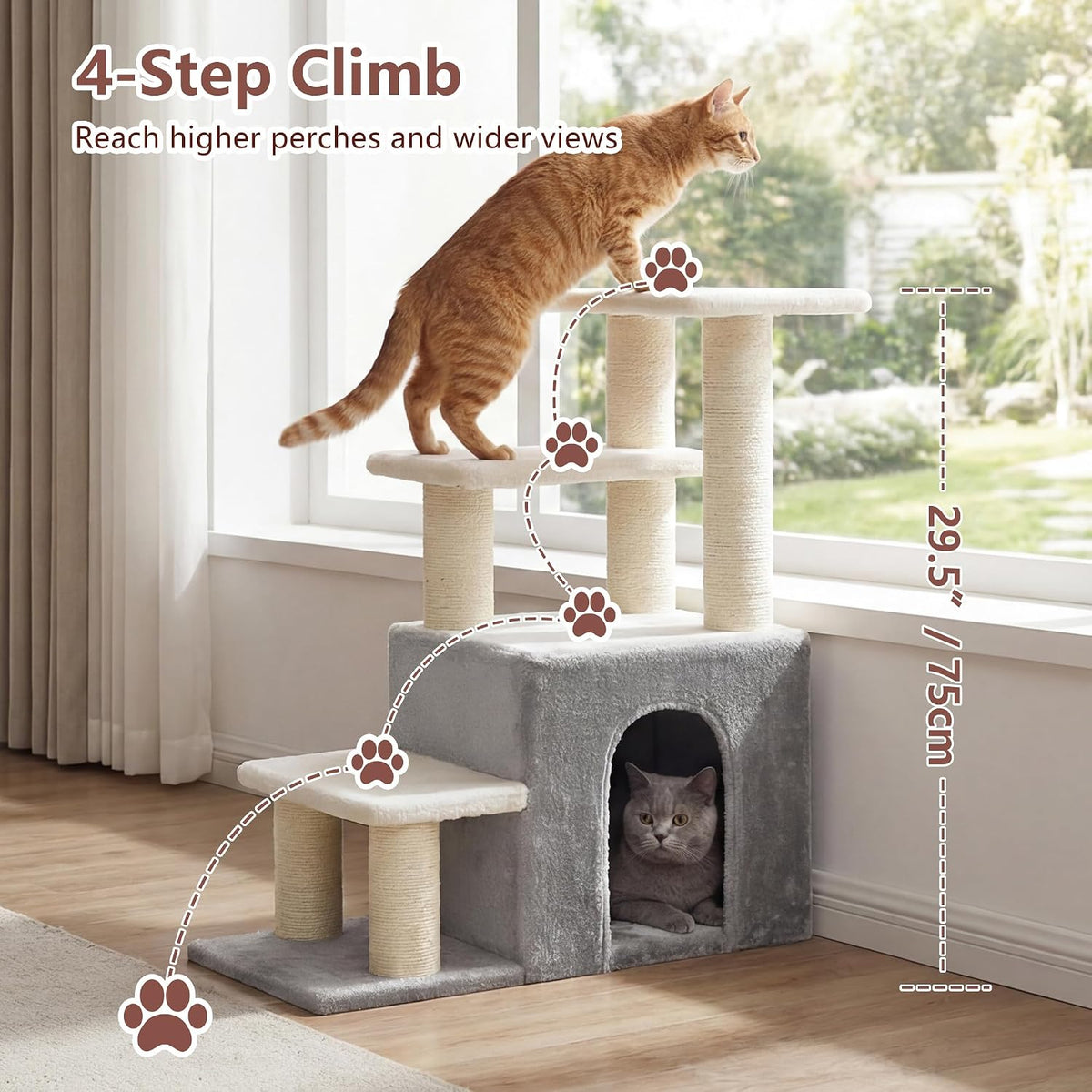 heybly cat scratching post, pet steps for indoor on a desk or shelf