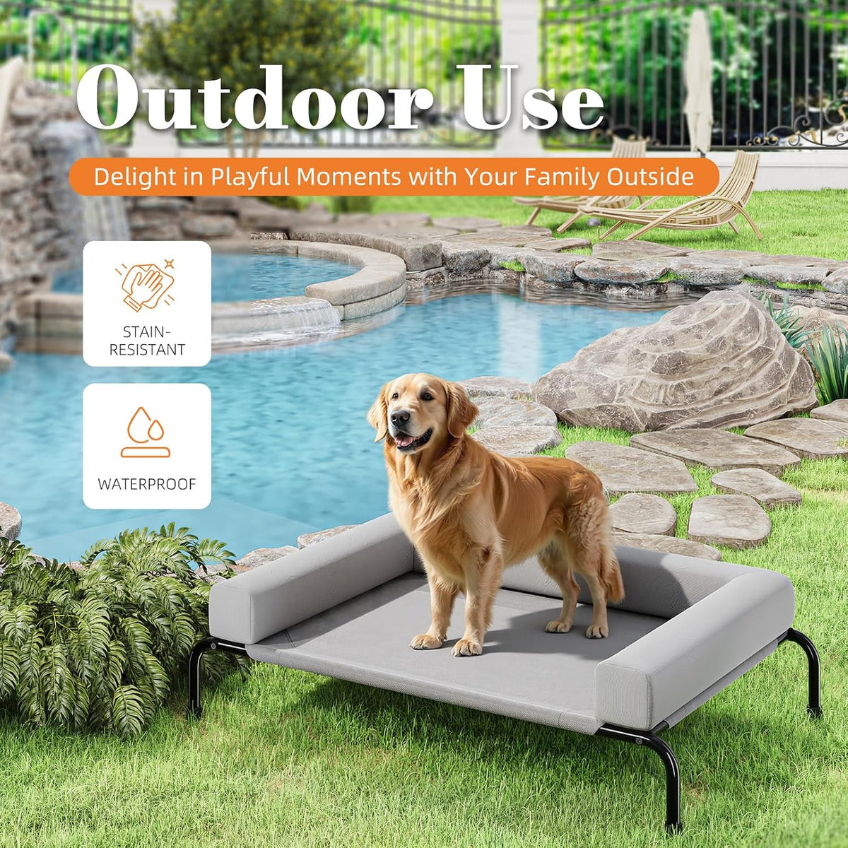 simple trending elevated dog bed for large dogs, side view