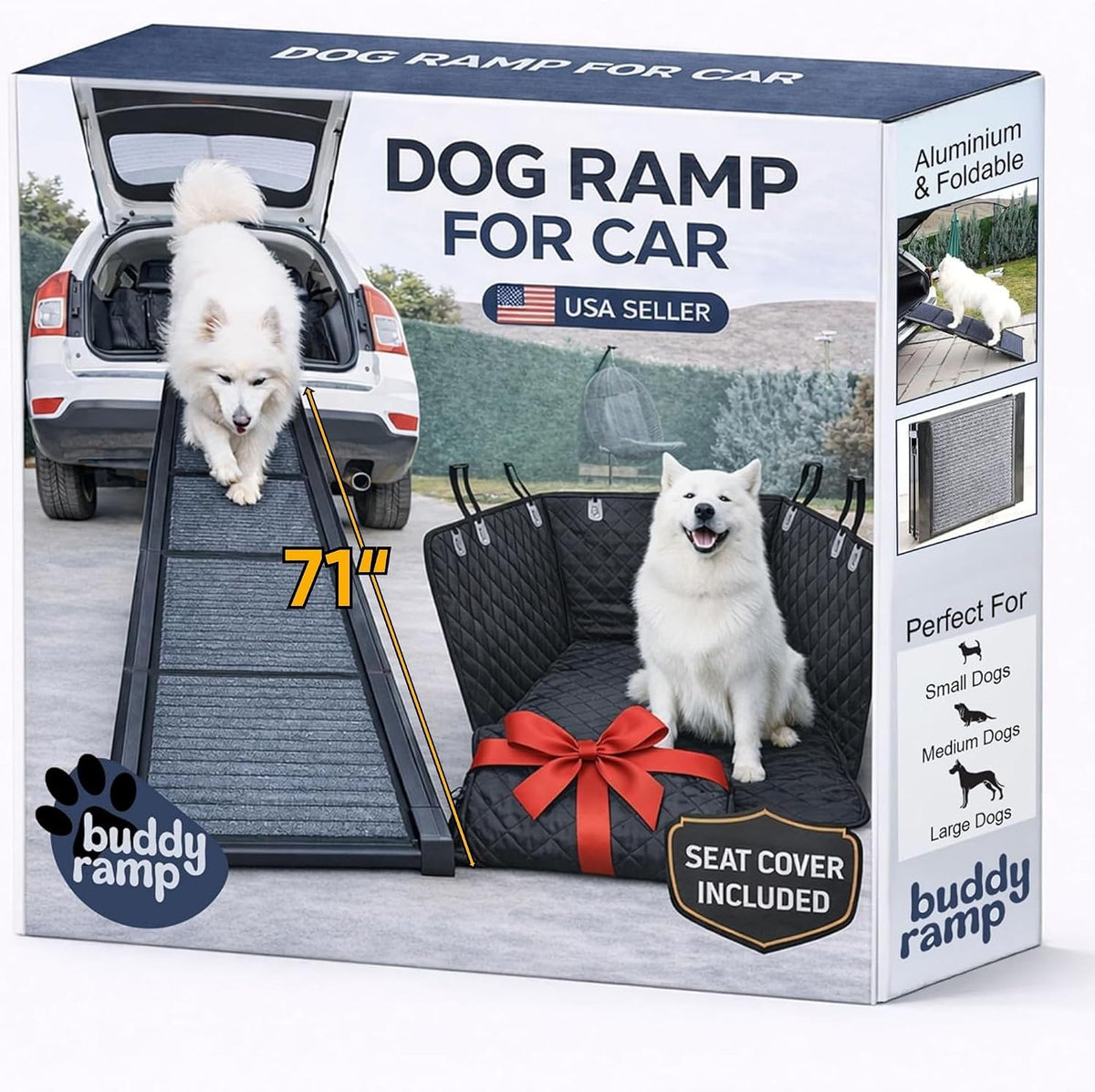 dog ramp for car & back seat cover, main product view