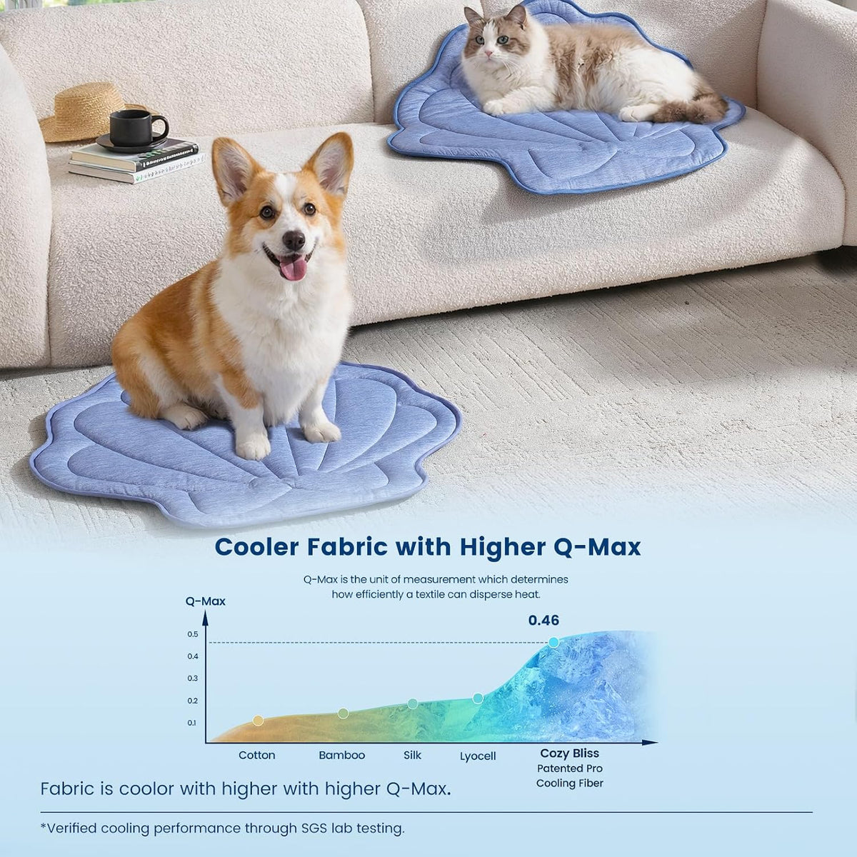 cozy bliss cute shell shape cooling mat for shown in use