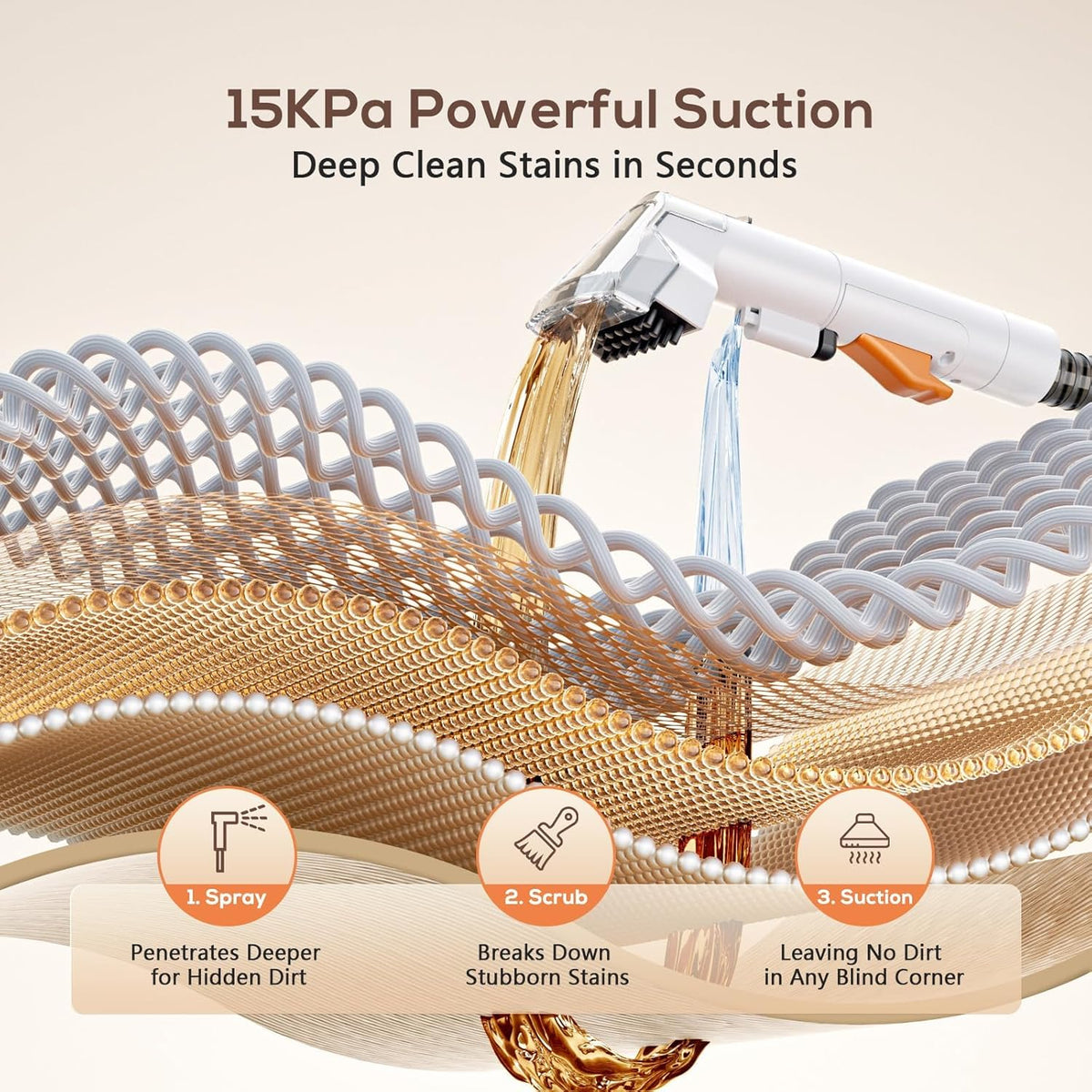 portable carpet & upholstery spot cleaner machine,15kpa deep shown in use