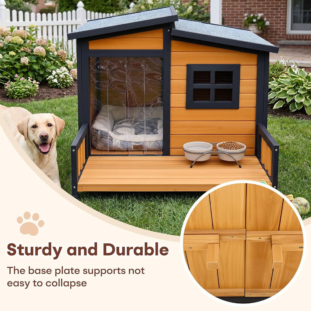 large dog house outdoor elevated wooden dog kennel on a desk or shelf