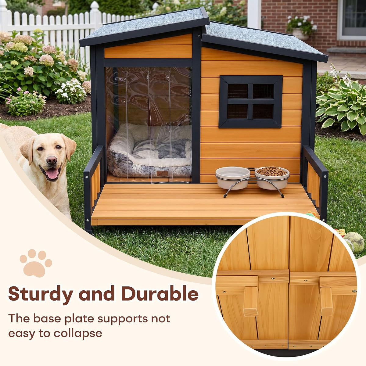 large dog house outdoor elevated wooden dog kennel on a desk or shelf