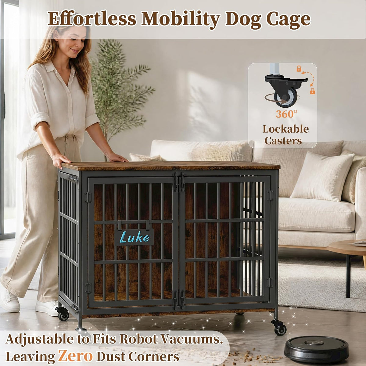 easycom 41in heavy duty dog crate with personalized, close-up detail