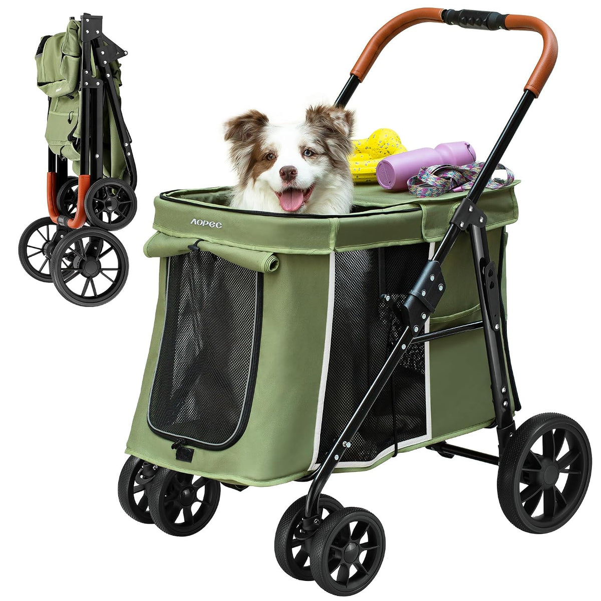 medium dog stroller, dual entry one-touch folding,small and, main product view