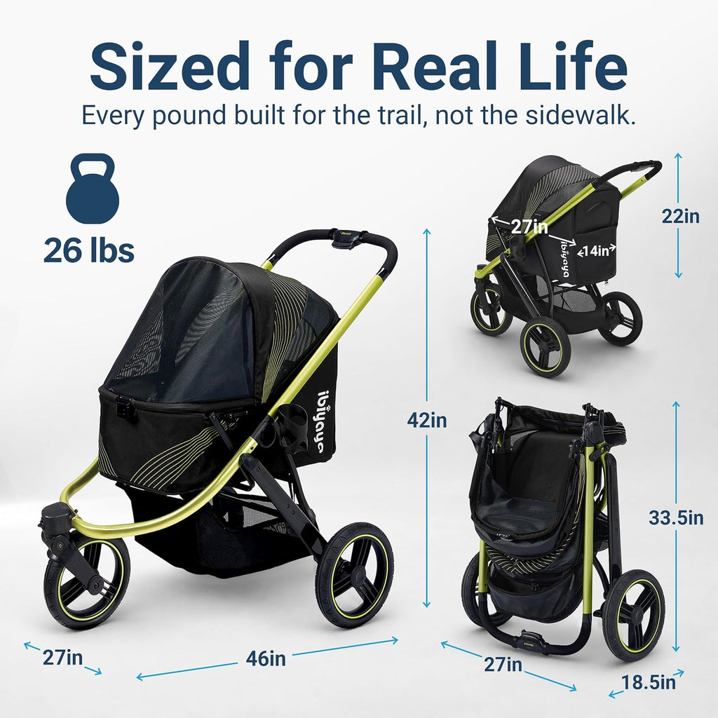 ibiyaya the beast pet jogging stroller for all, side view