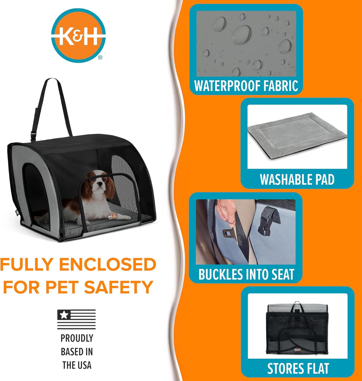 k&h dog car seat, travel safety carrier for, close-up detail