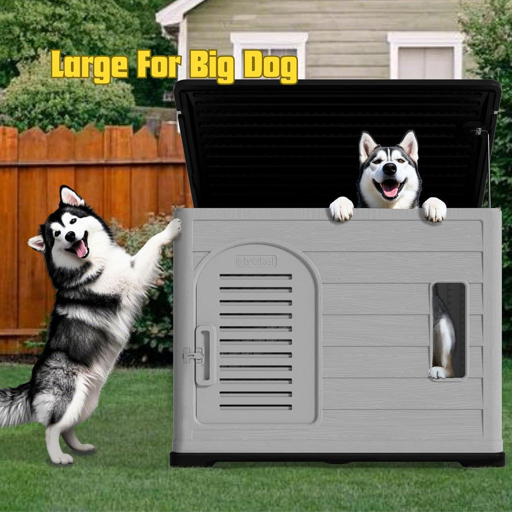 xlarge durable plastic dog house for big dogs, side view