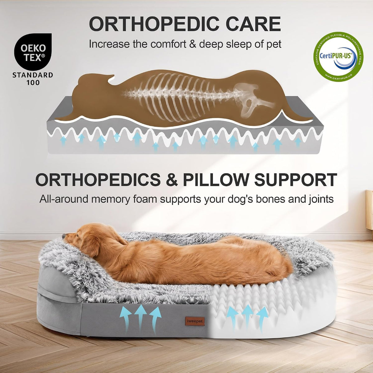 iweepet fluffy calming orthopedic dog beds large sized, package contents