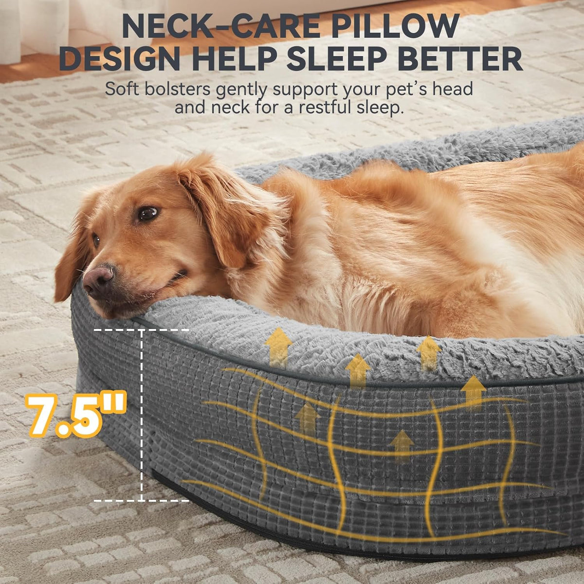 joejoy xxl orthopedic dog bed for large dogs, side view