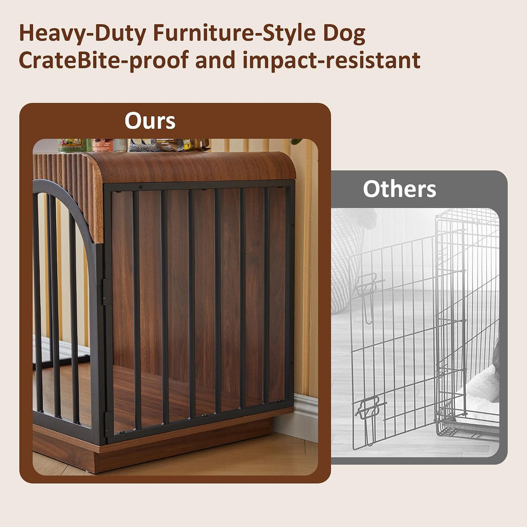 31.5" fluted wooden dog crate furniture for small on a desk or shelf