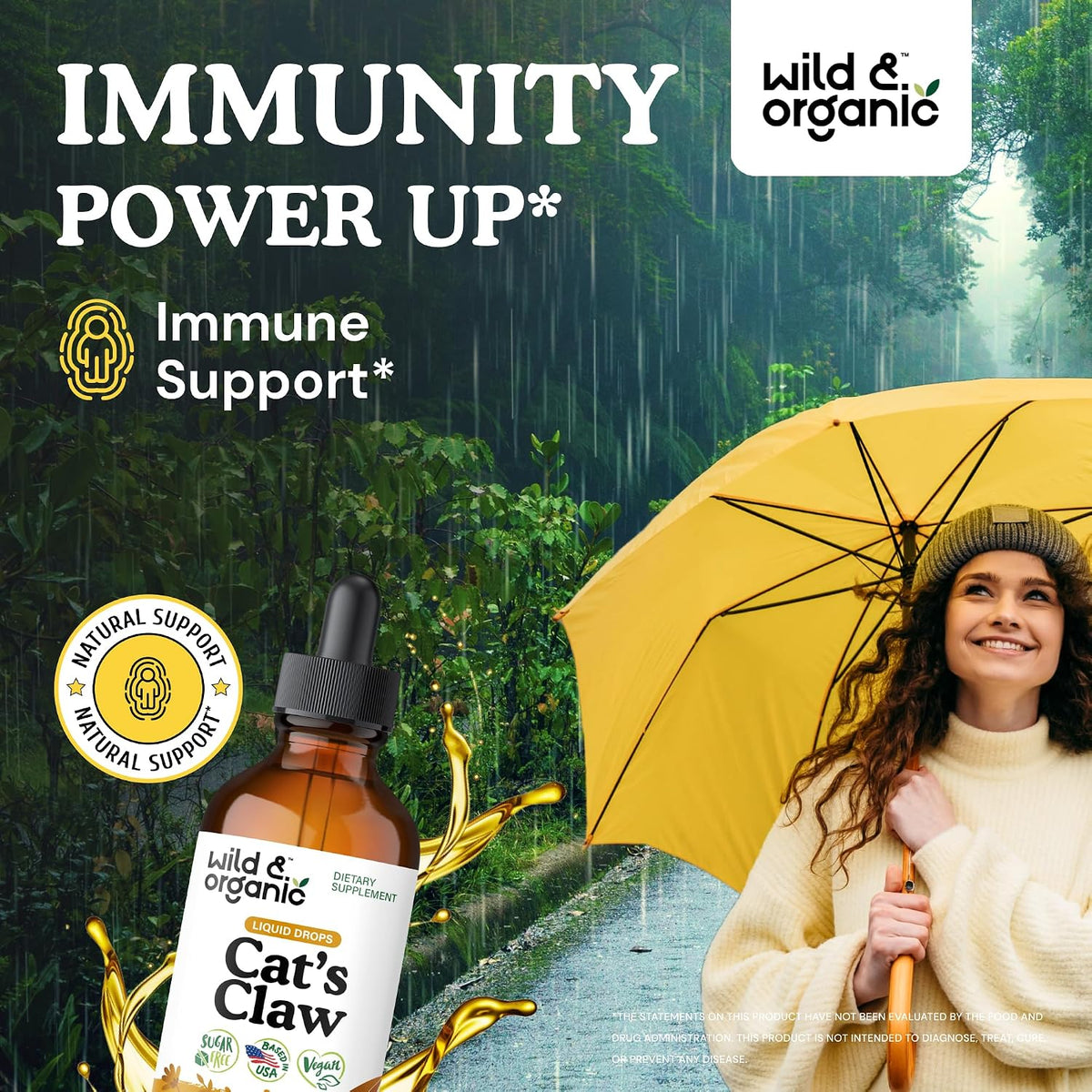 wild & organic cats claw herb supplement shown in use