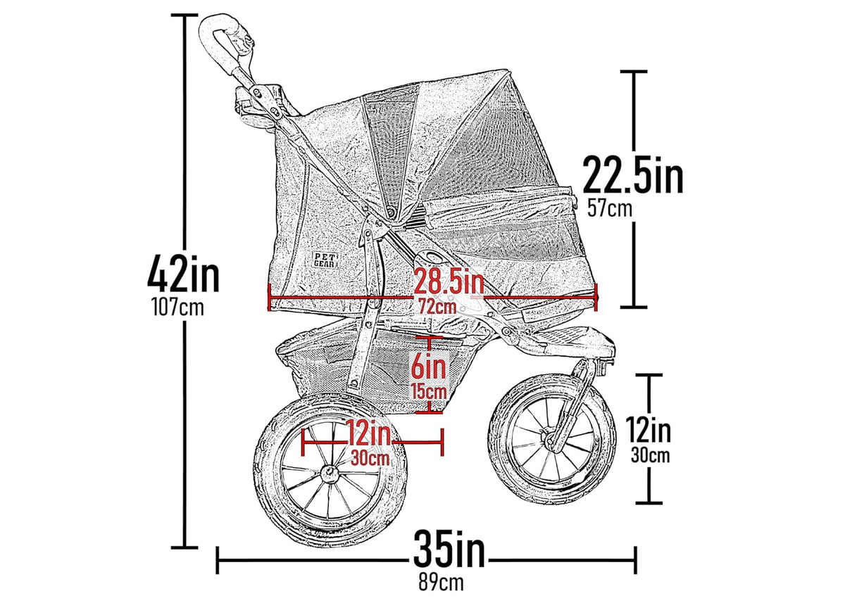 pet gear no-zip at3 pet stroller for cats/dogs, close-up detail