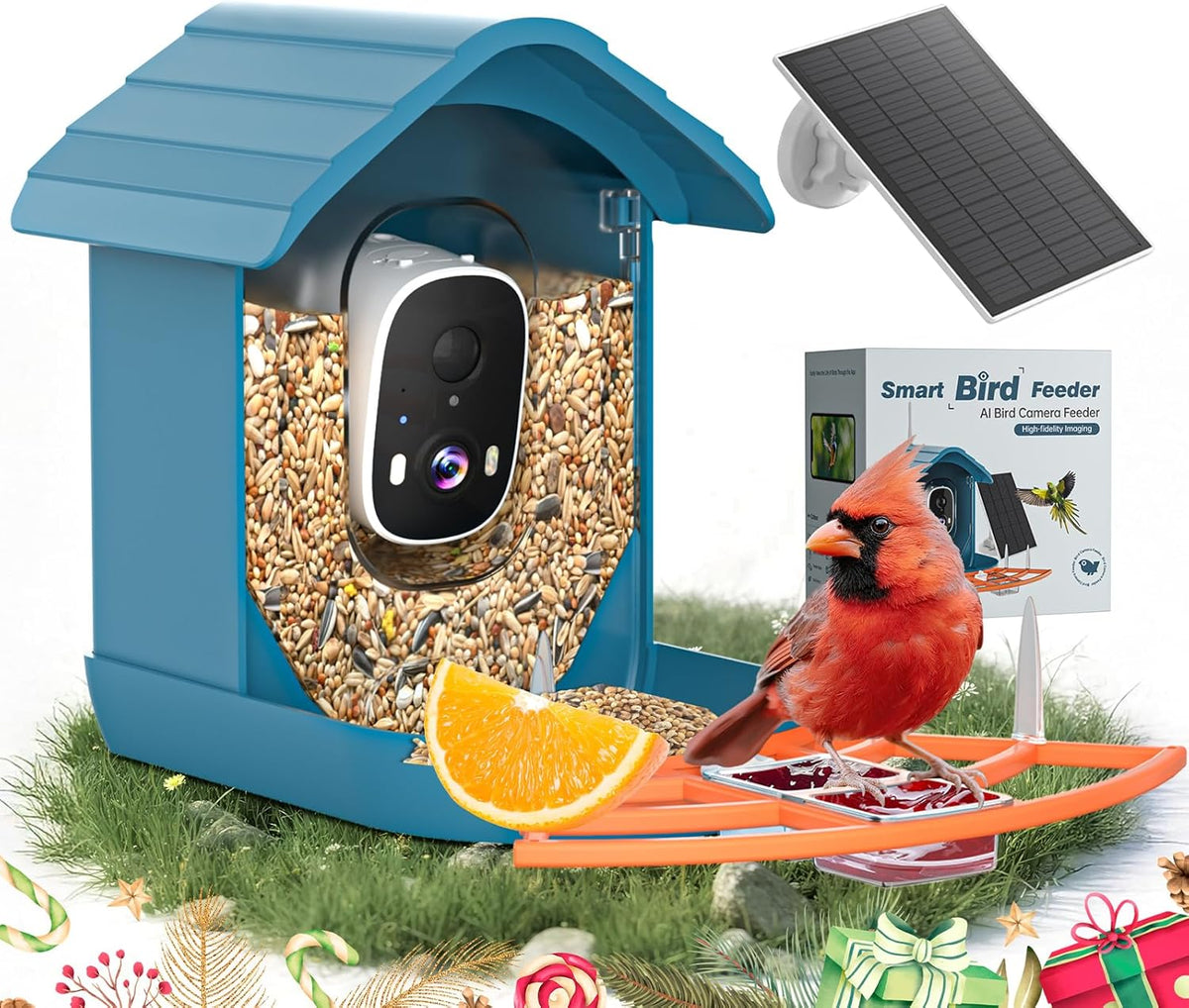 smart bird feeder with camera solar powered for, main product view
