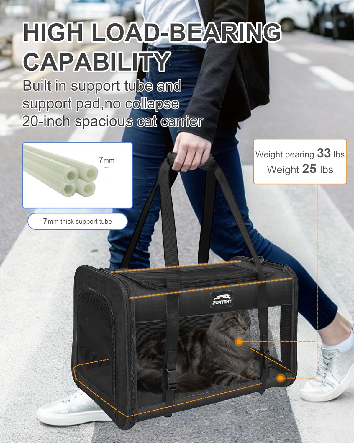 soft-sided large cat carrier for 2 cats, spacious shown in use
