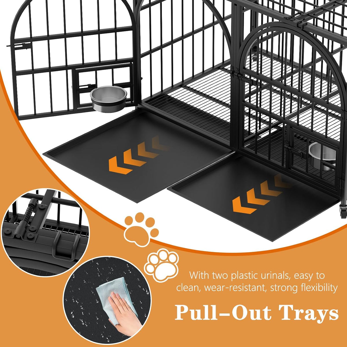 dosker 42" heavy duty metal dog crate cage showing dimensions