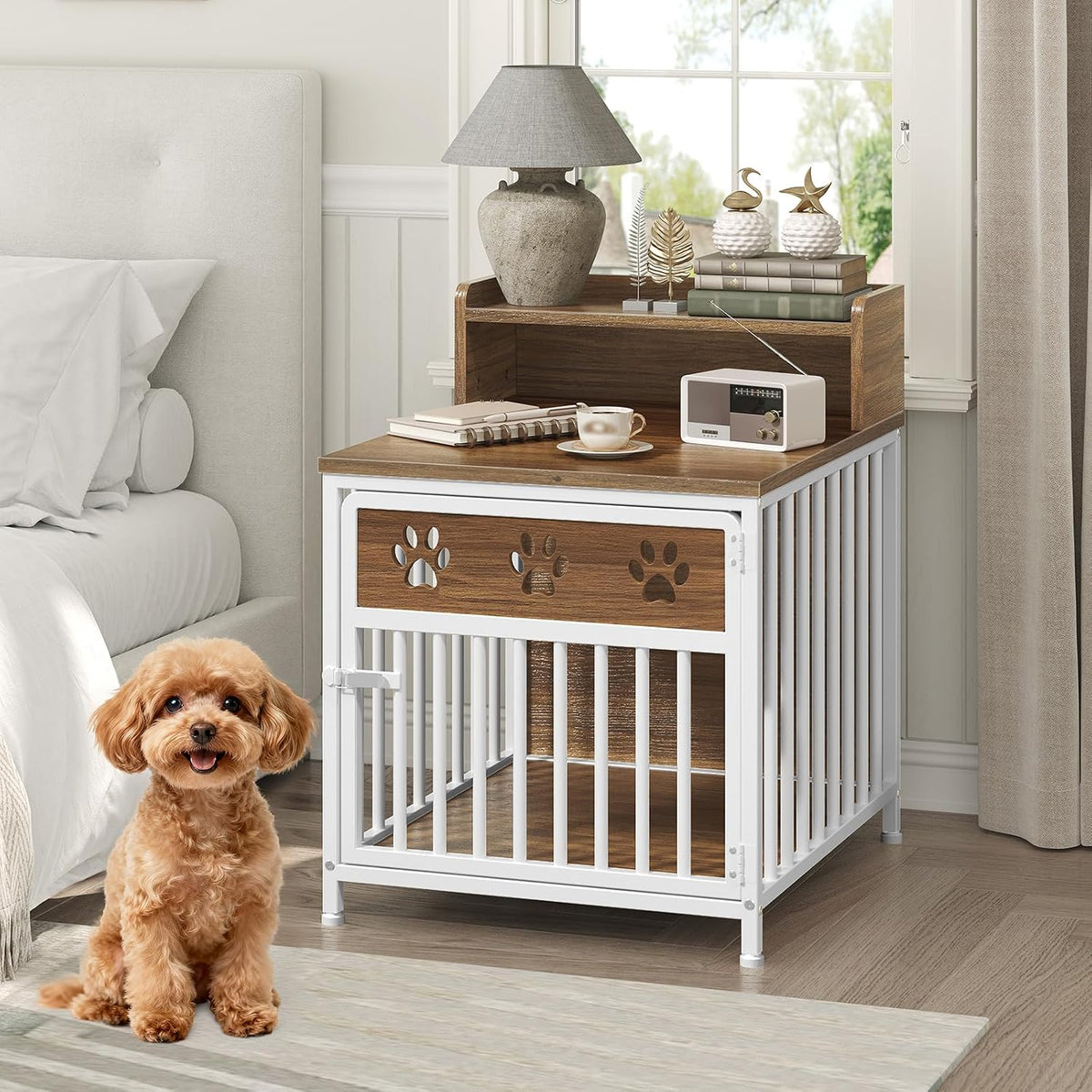 yatiney dog crate furniture, wooden dog kennel with, main product view