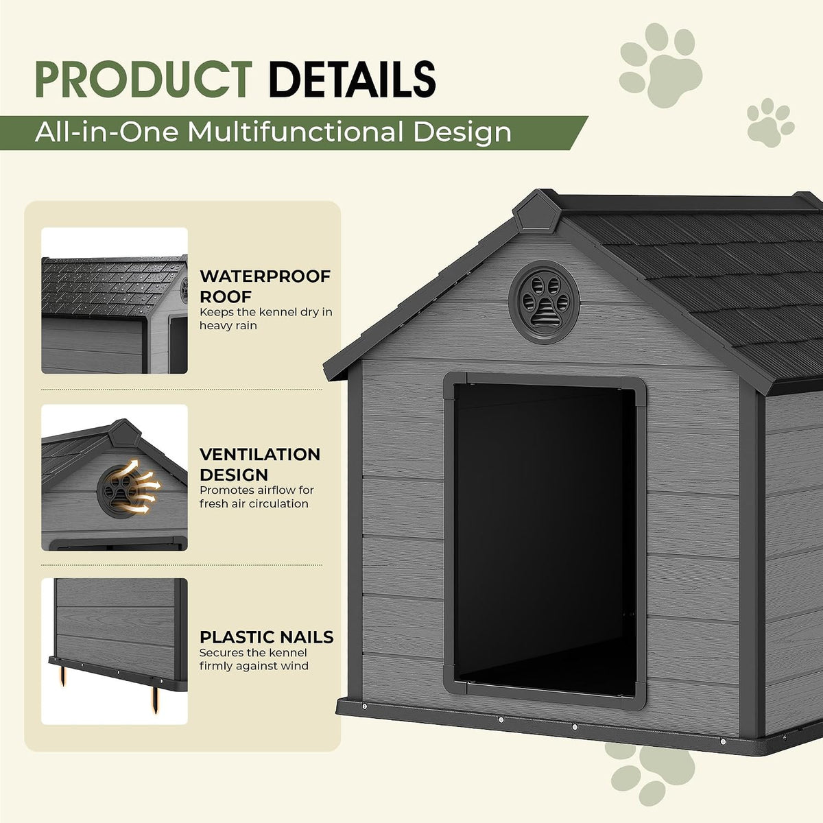 fancyango extra-large giant dog house outdoor indoor for, side view