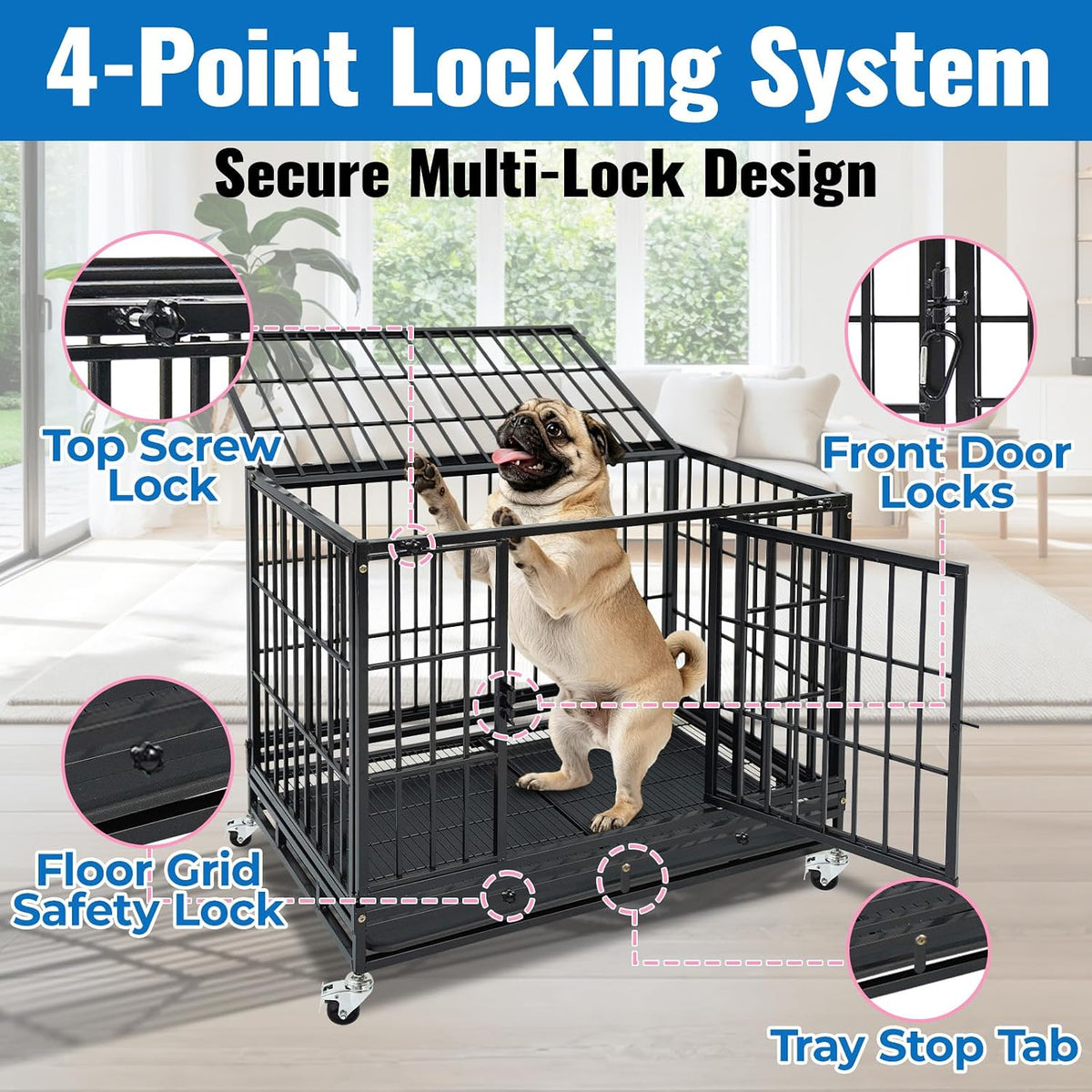 36 inch stackable heavy duty metal pet grooming, side view