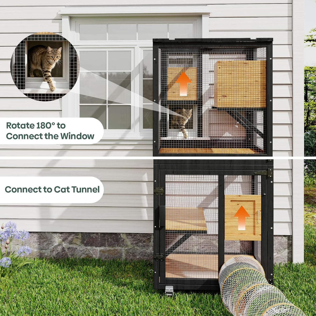 timhaka 4 tier catio outdoor cat enclosure, indoor, close-up detail