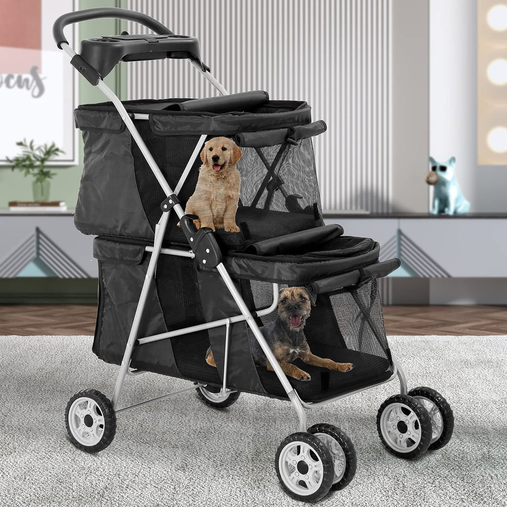 dog stroller 4 wheels cat strollers double layer, main product view