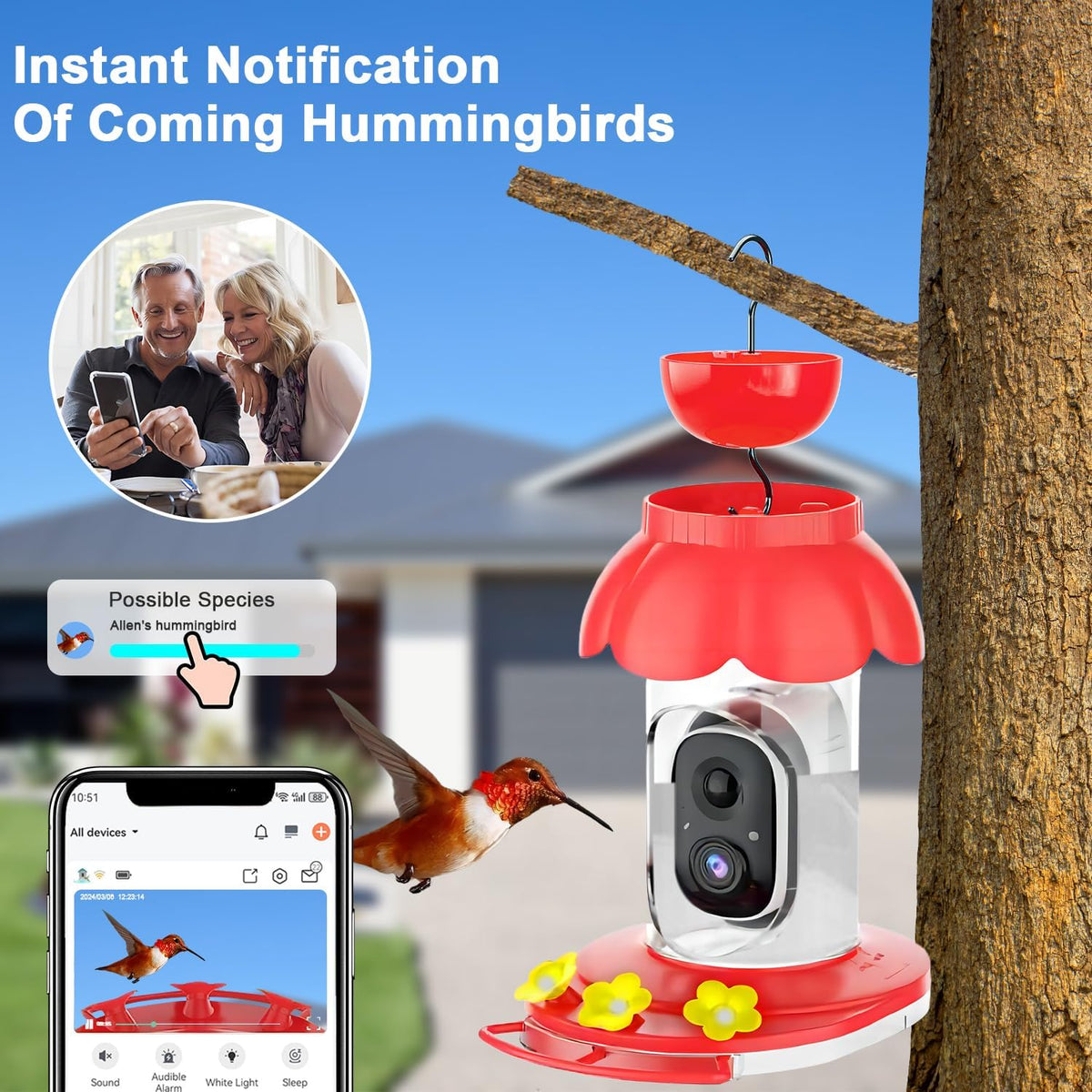 hummingbird feeder with camera,wireless smart bird feeders for shown in use