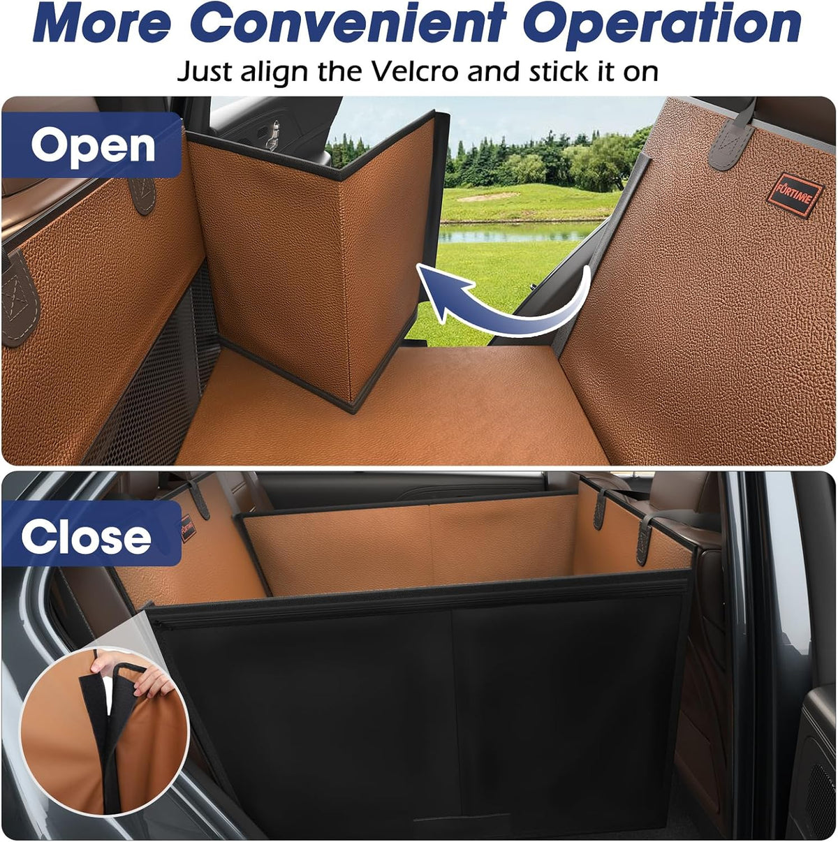 furtime large dog car seat, upgraded pu leather, side view