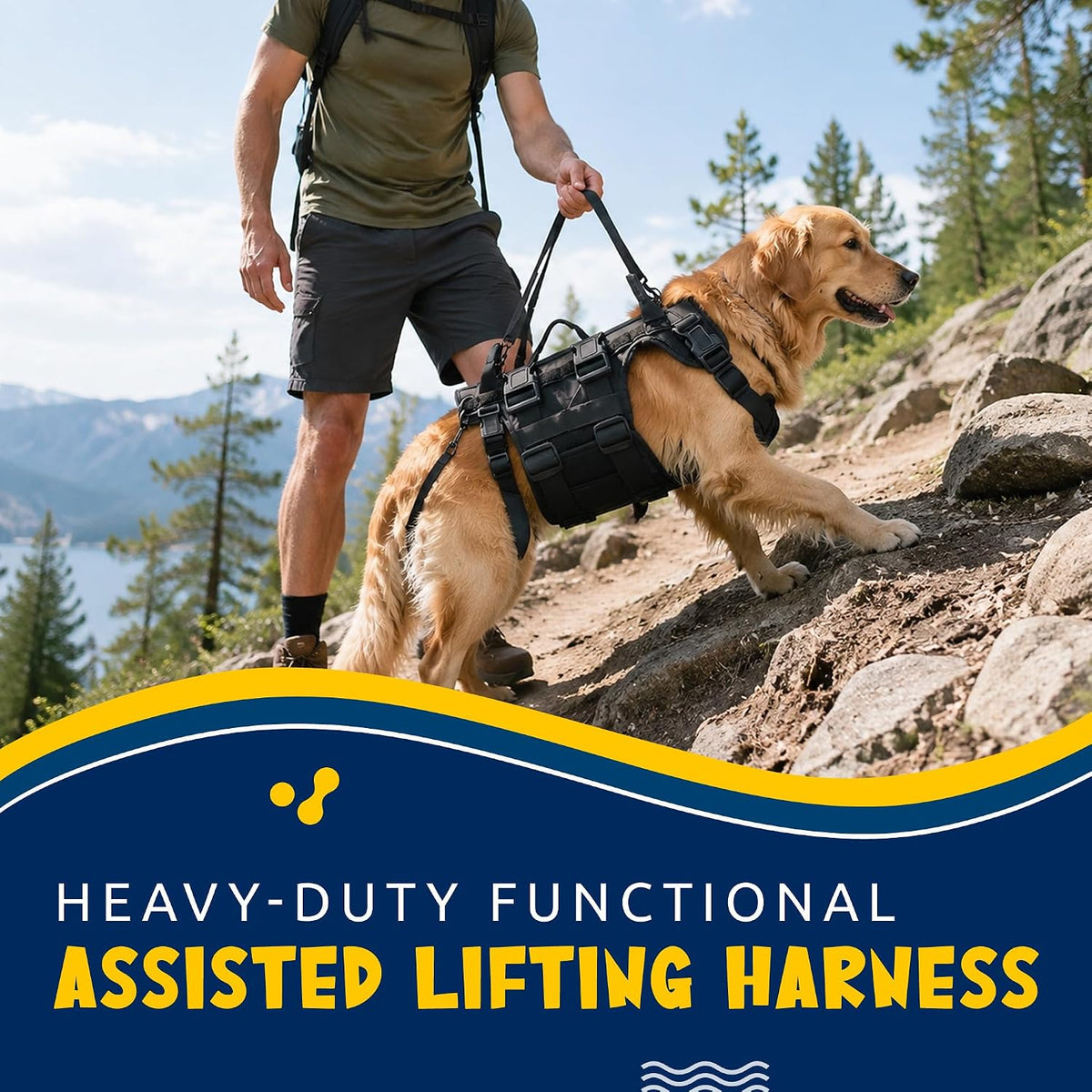 dog lift harness for rear leg support, professional shown in use