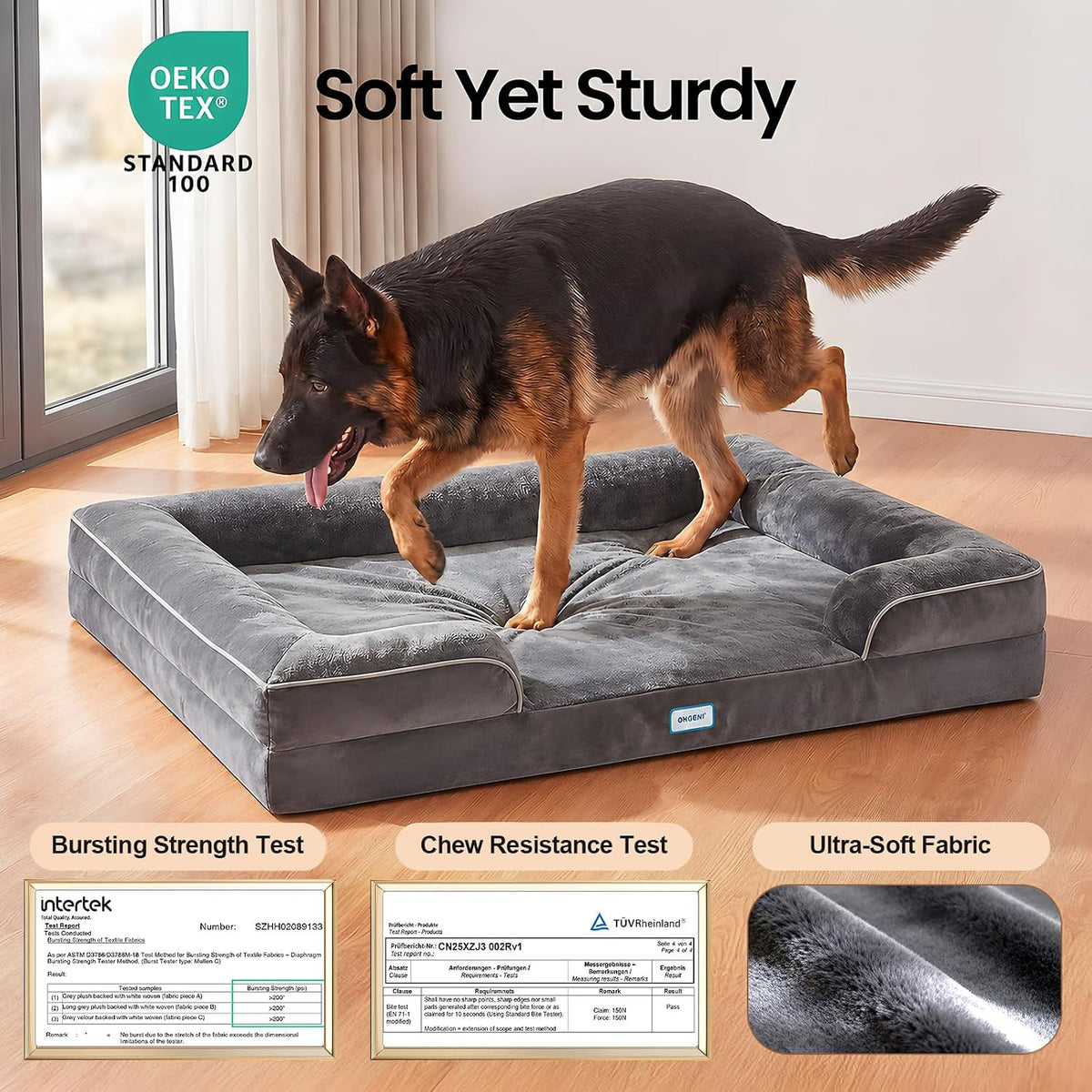 ohgeni orthopedic extra large dog bed couch, memory, package contents