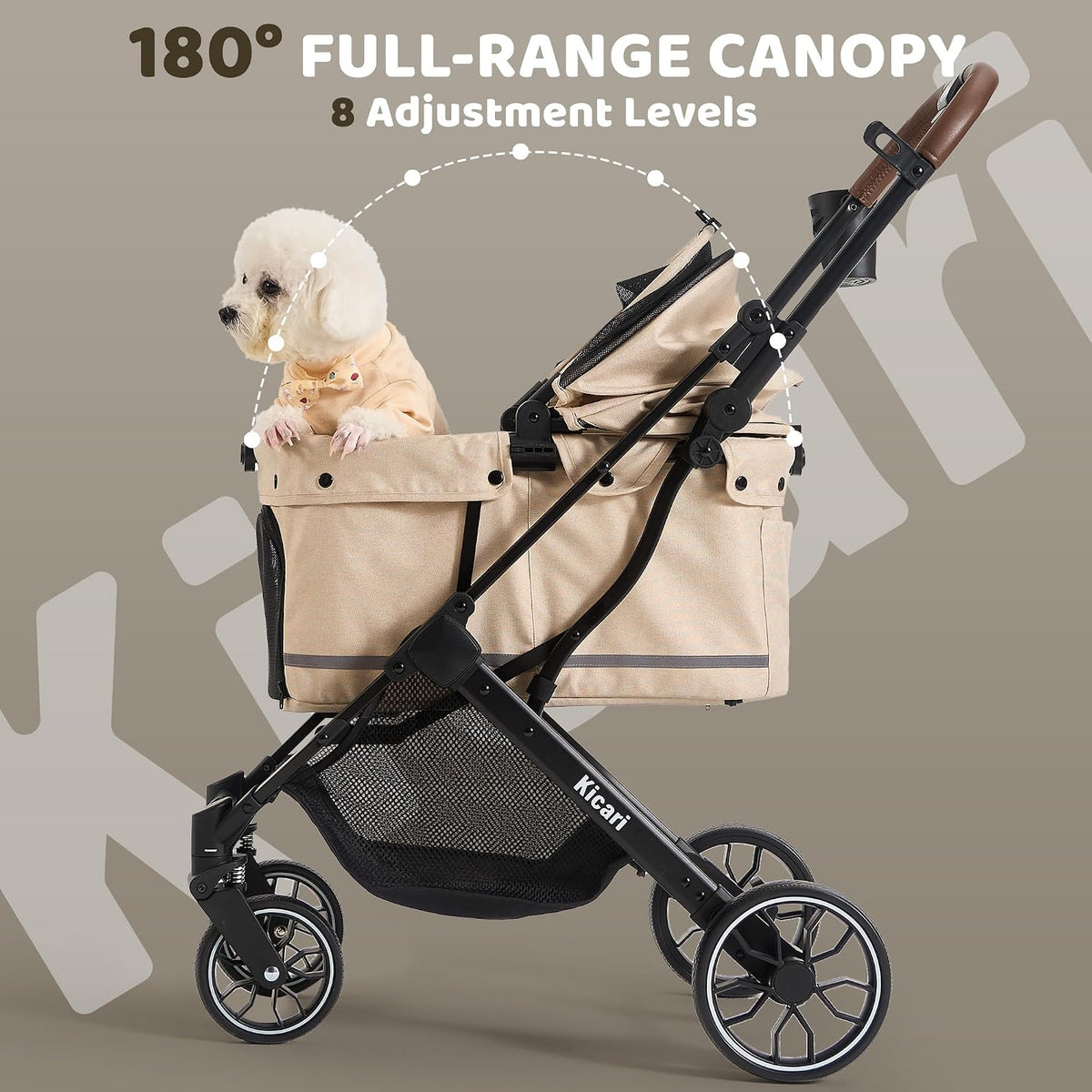 all-terrain dog stroller for small to medium dogs showing dimensions