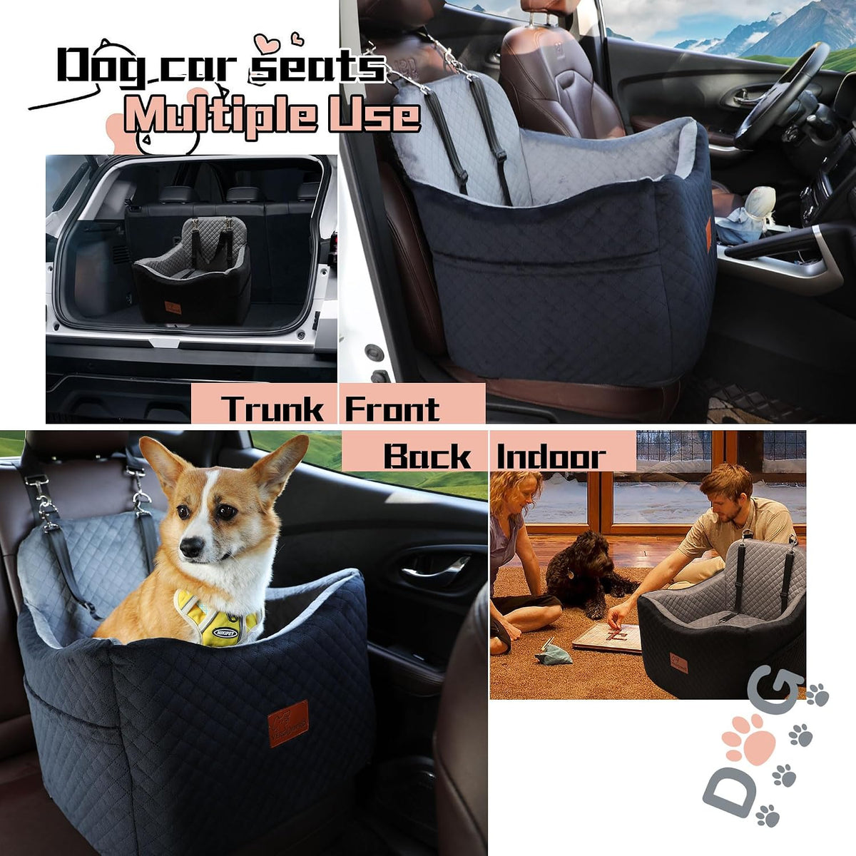 dog car seat for small medium dogs-safety and showing dimensions