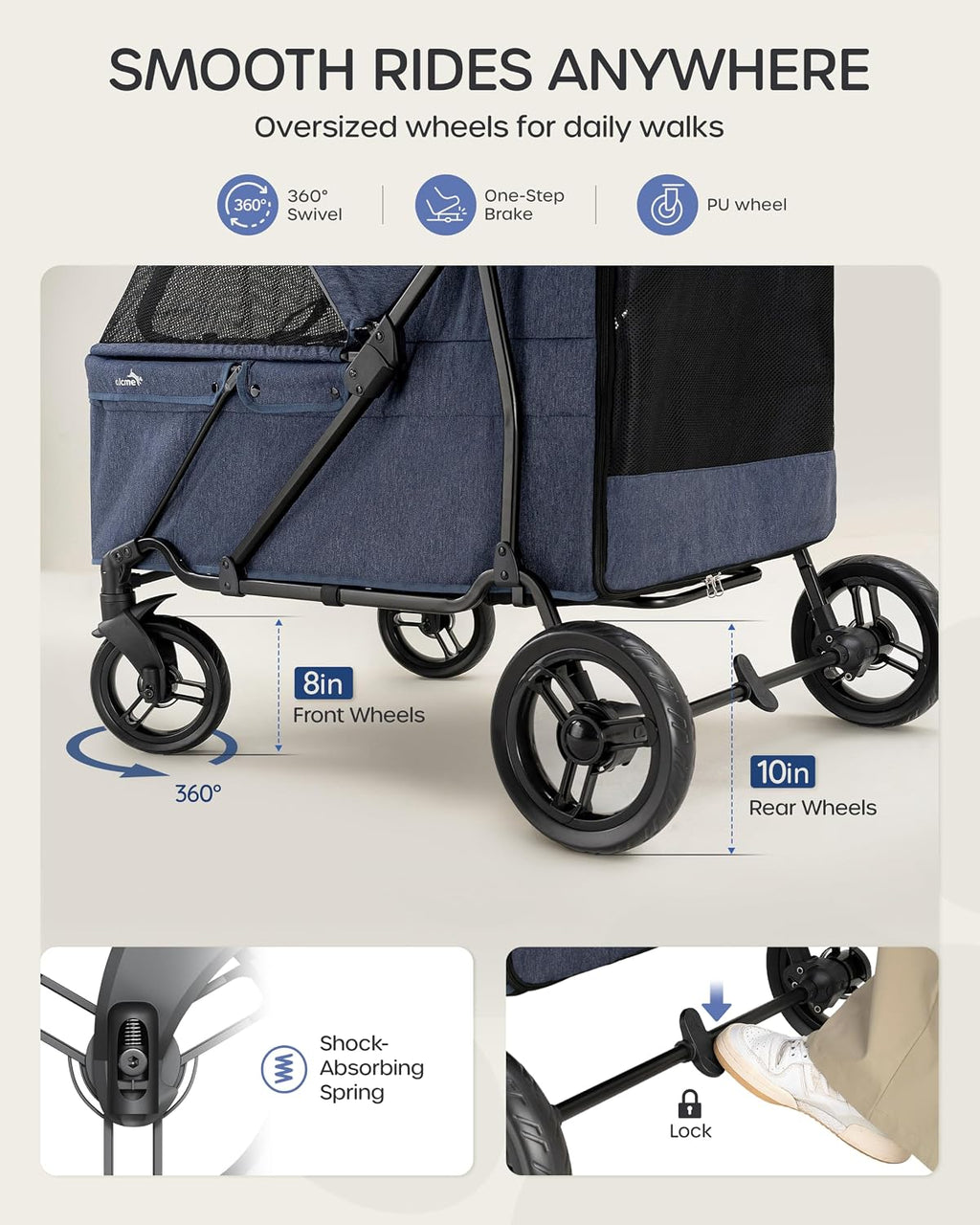 large dog stroller for large dogs up to, side view
