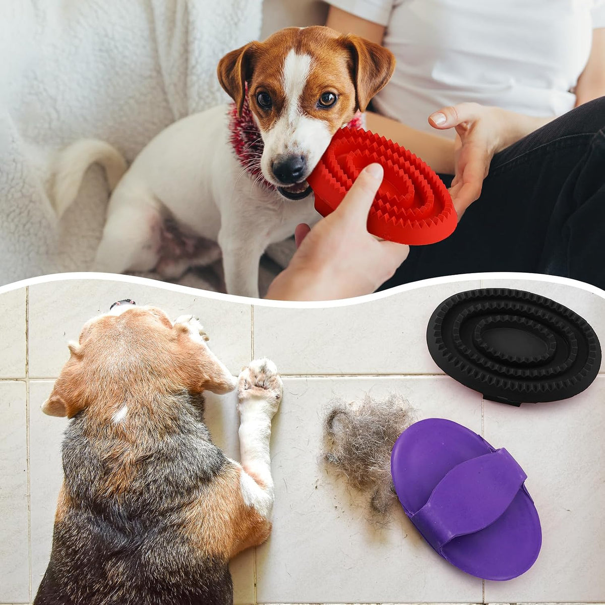 dingion 4 pcs large rubber curry comb 6", close-up detail