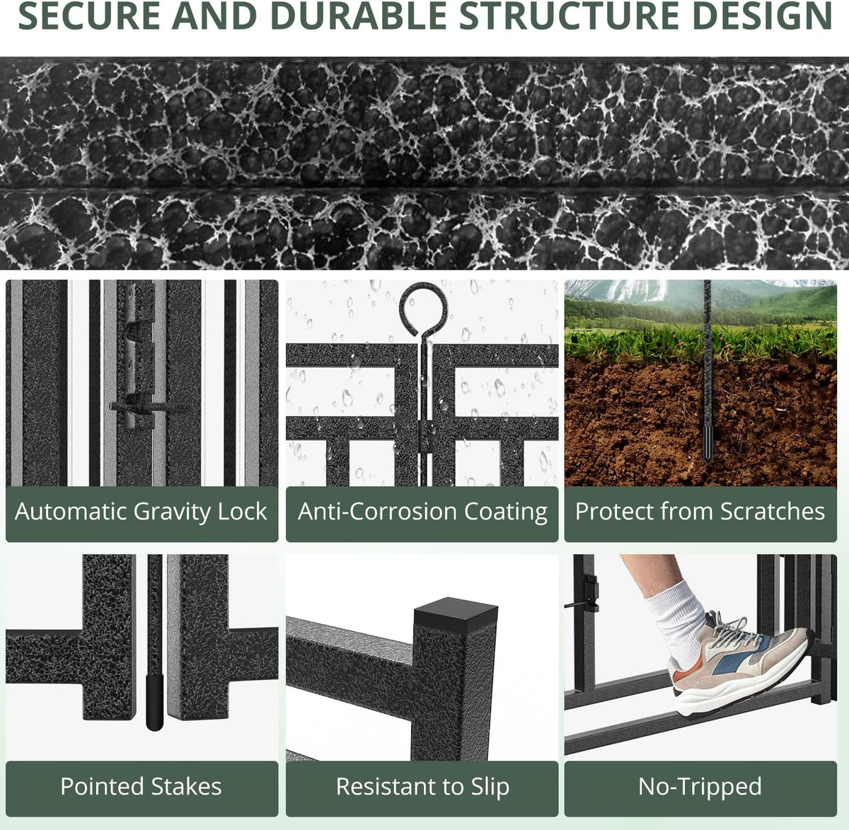 thickened outdoor dog fence, 40" h, 8 panels showing dimensions