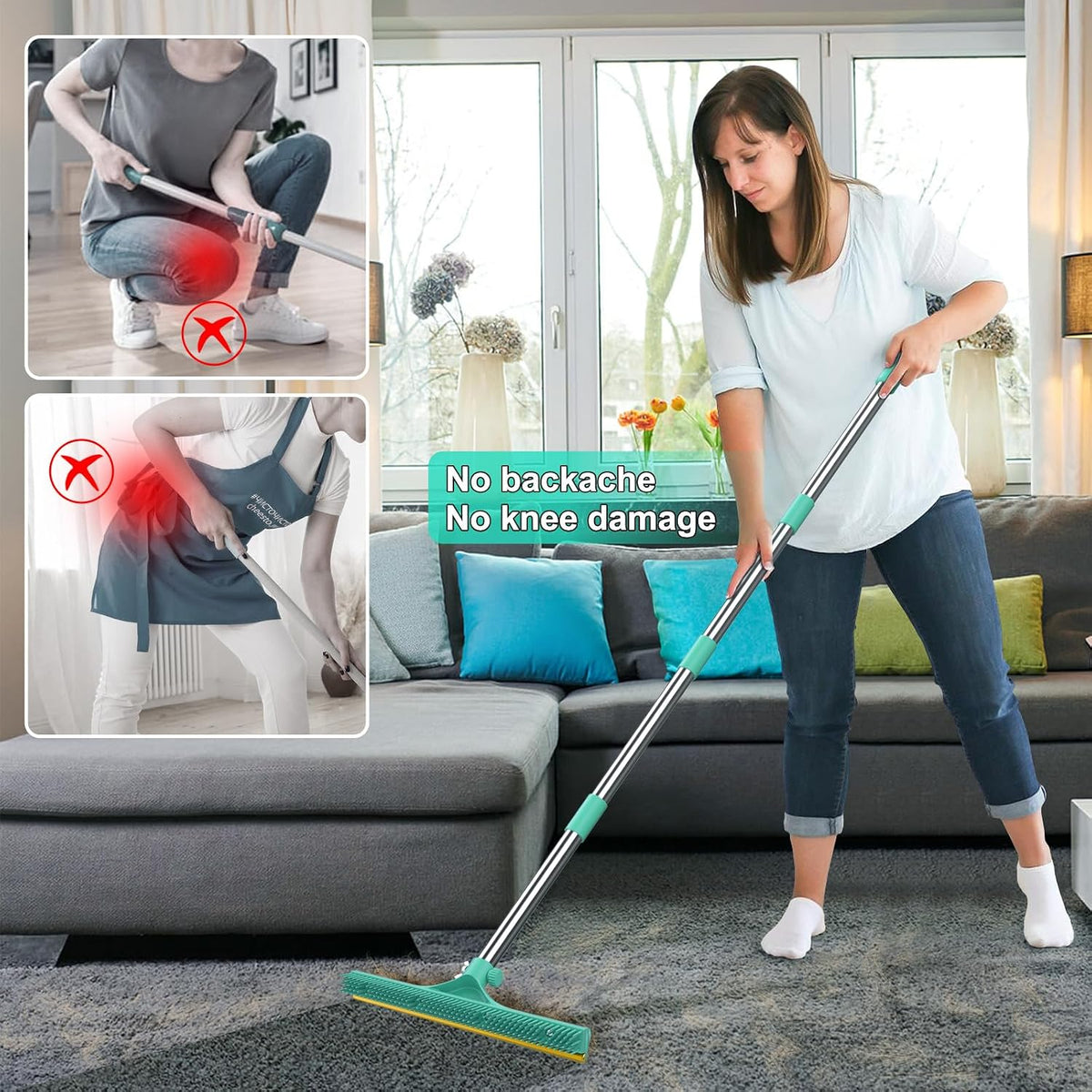 carpet rake for pet hair removal, reusable pet, close-up detail