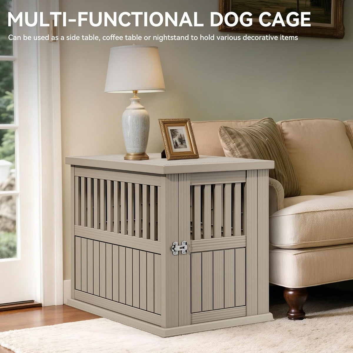yitahome dog crate, weatherproof dog crate furniture w/secure, package contents