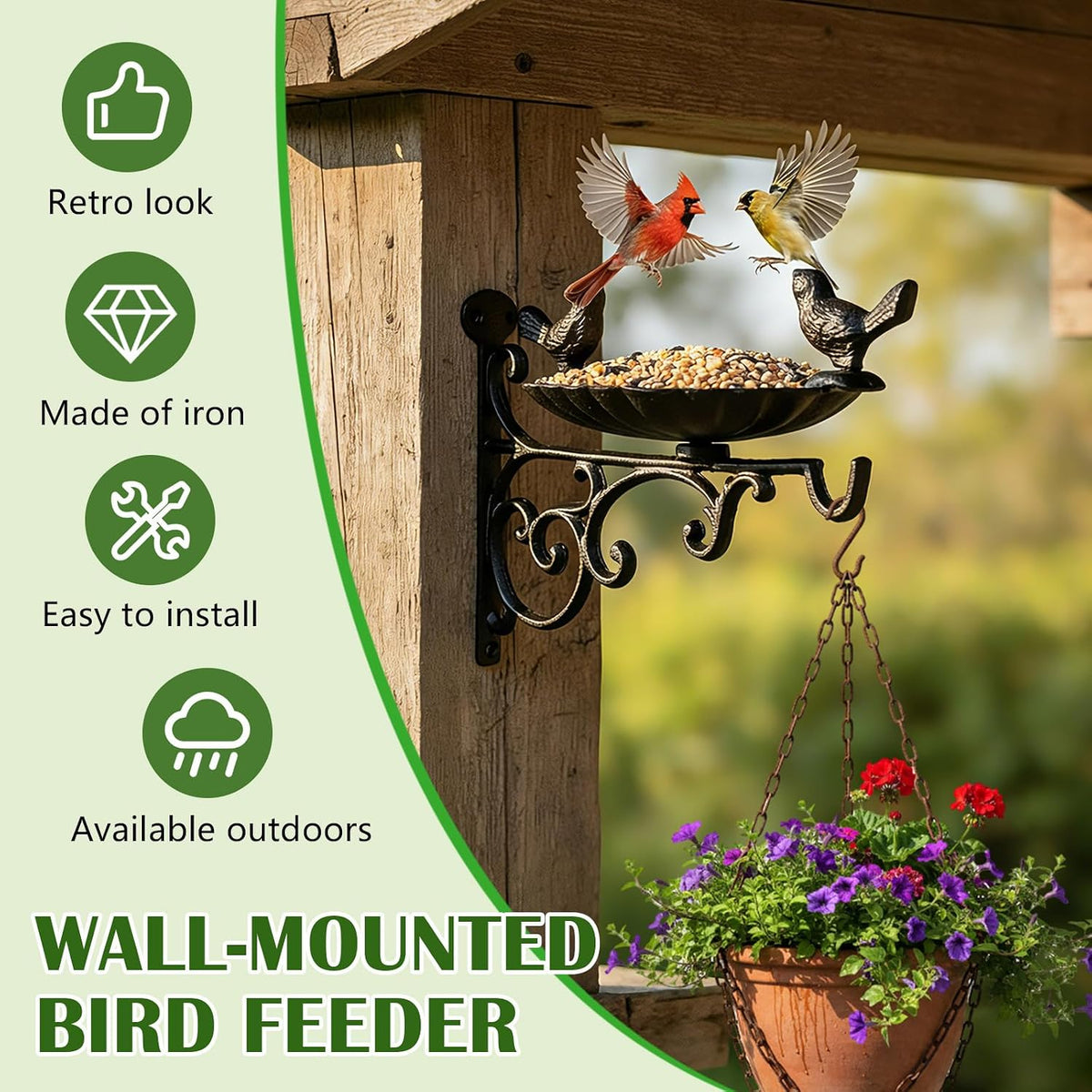 therwen wall mount heavy duty cast iron bird shown in use