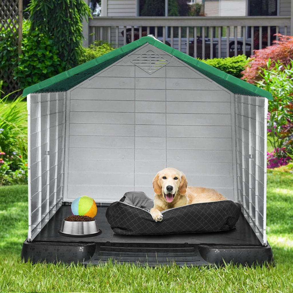 yitahome plastic dog house, waterproof indoor outdoor doghouse, close-up detail