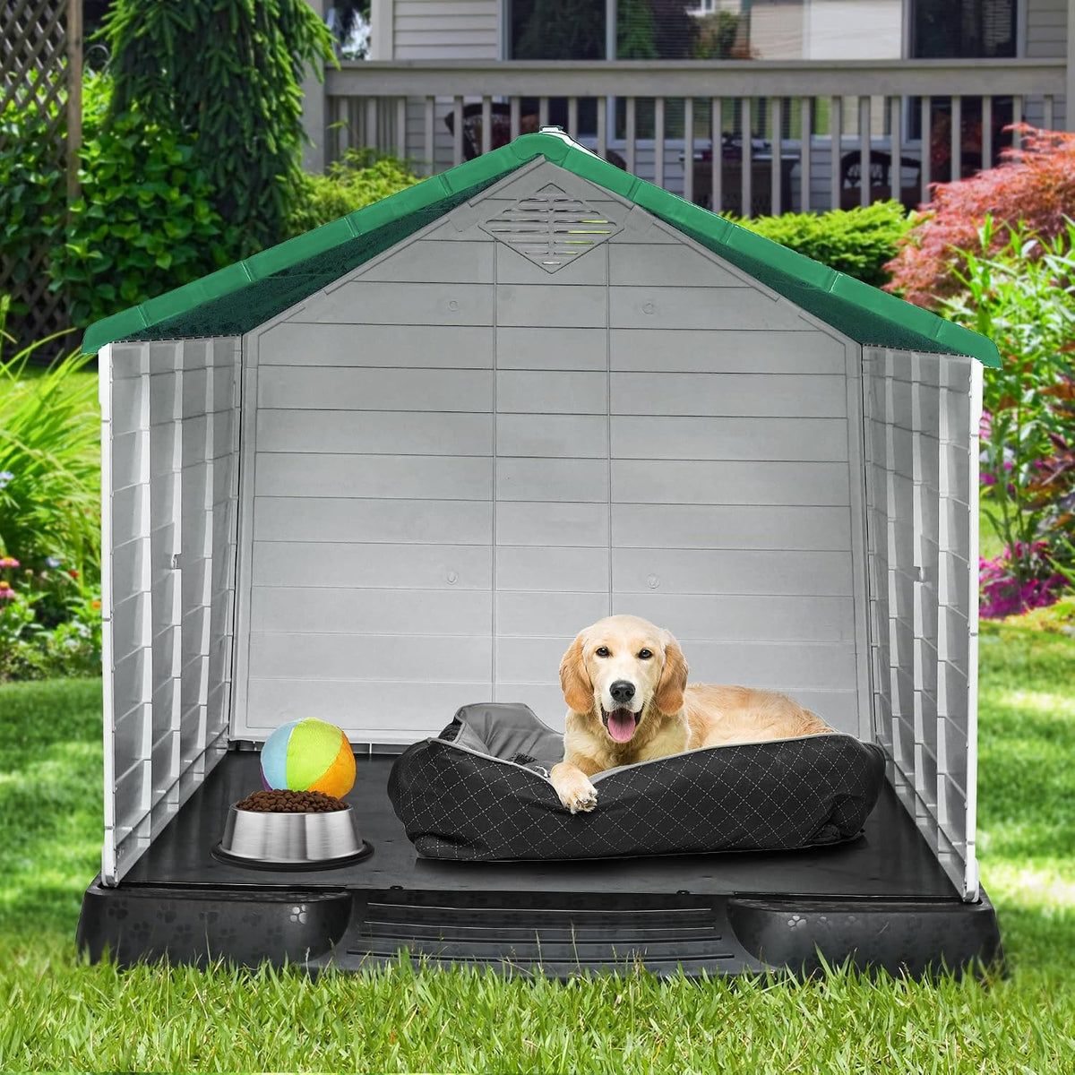 yitahome plastic dog house, waterproof indoor outdoor doghouse, close-up detail