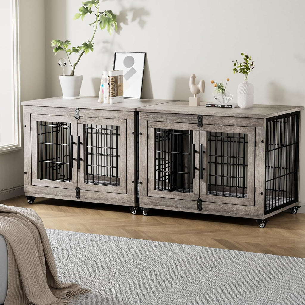 medium dog crate furniture, 32'' heavy duty kennel, view 9