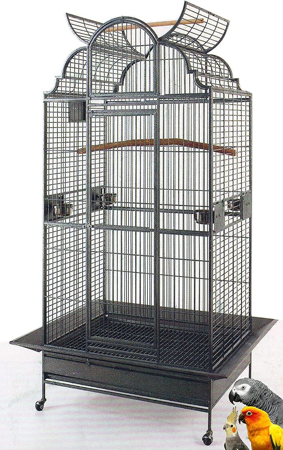 large elegant wrought iron open/close dome perch play, main product view
