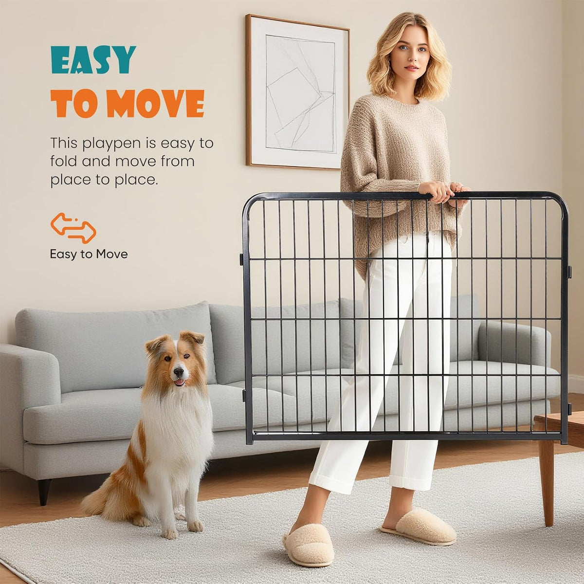 olixis 40" dog playpen extension 2 panels indoor, close-up detail