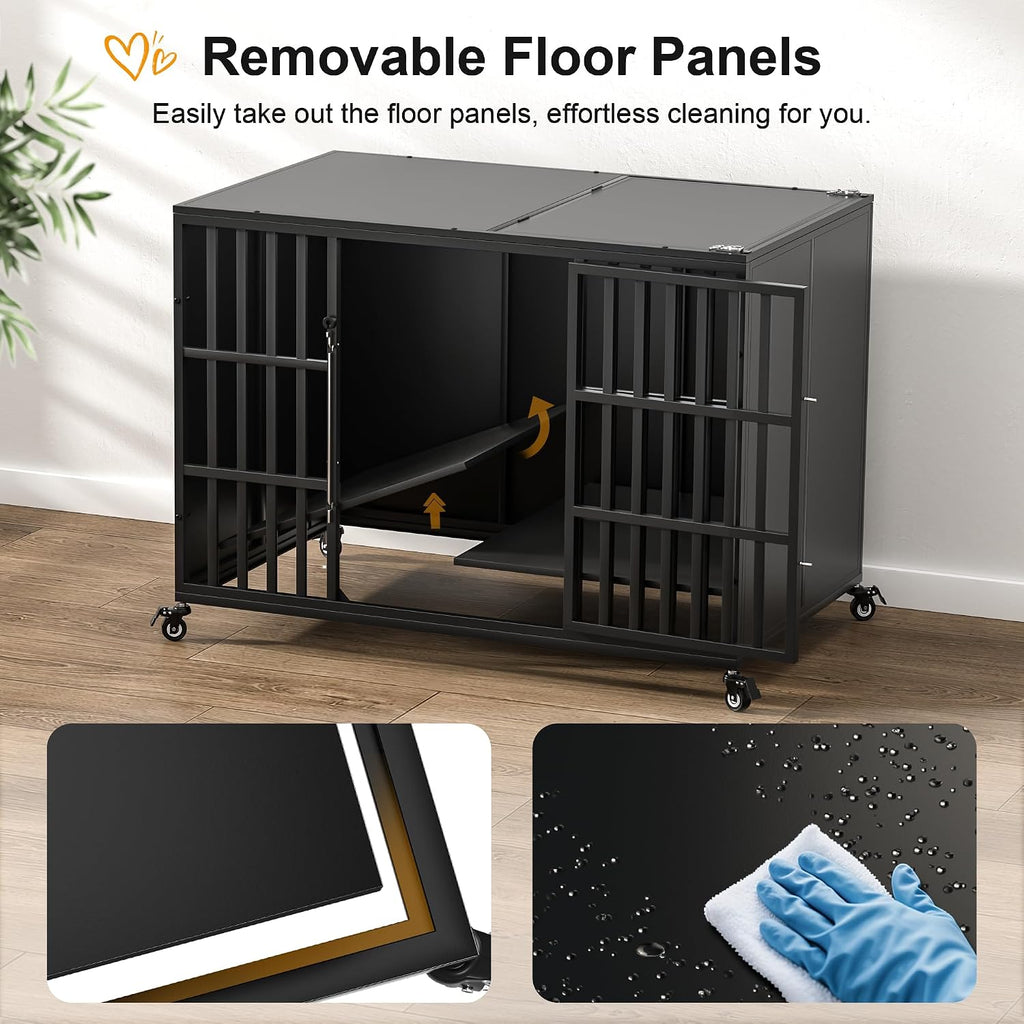 rexwelten 48" heavy duty dog crate for large shown in use