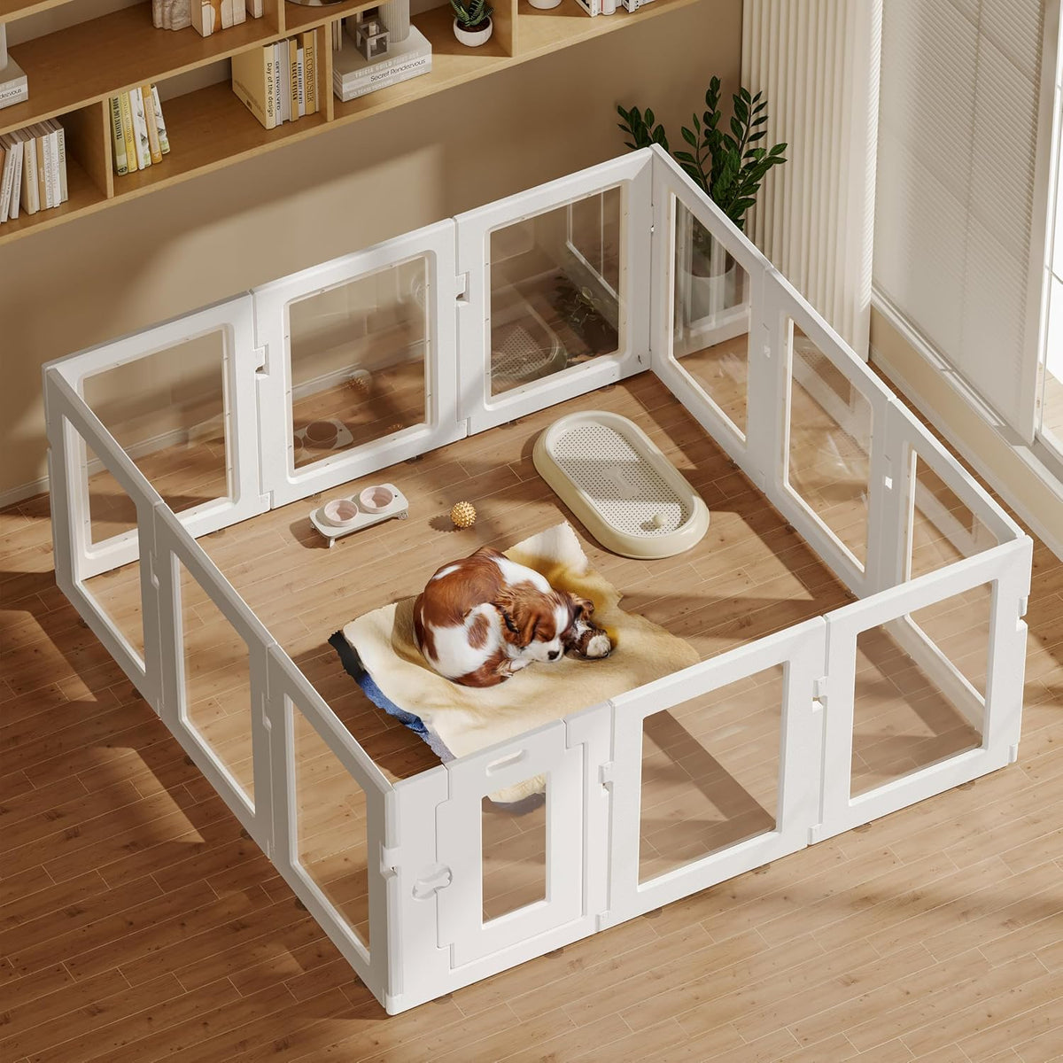 clear acrylic dog playpen indoor, white, 24" h, main product view