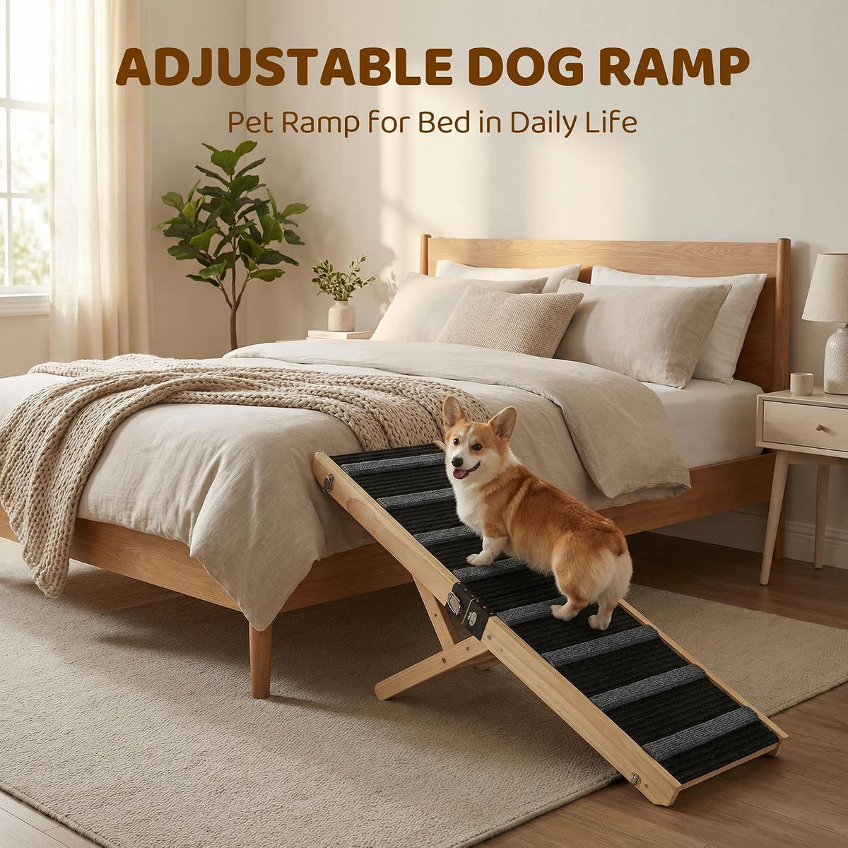 mtersn foldable dog ramp for bed, couch, suv, close-up detail