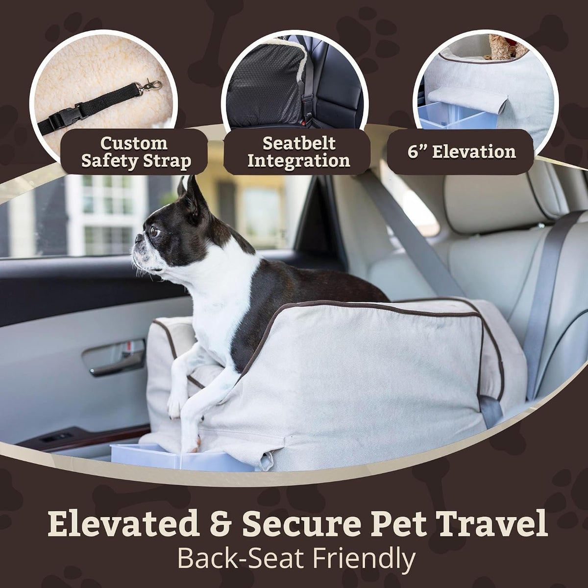 luxury lookout ii pet car seat in microsuede, side view