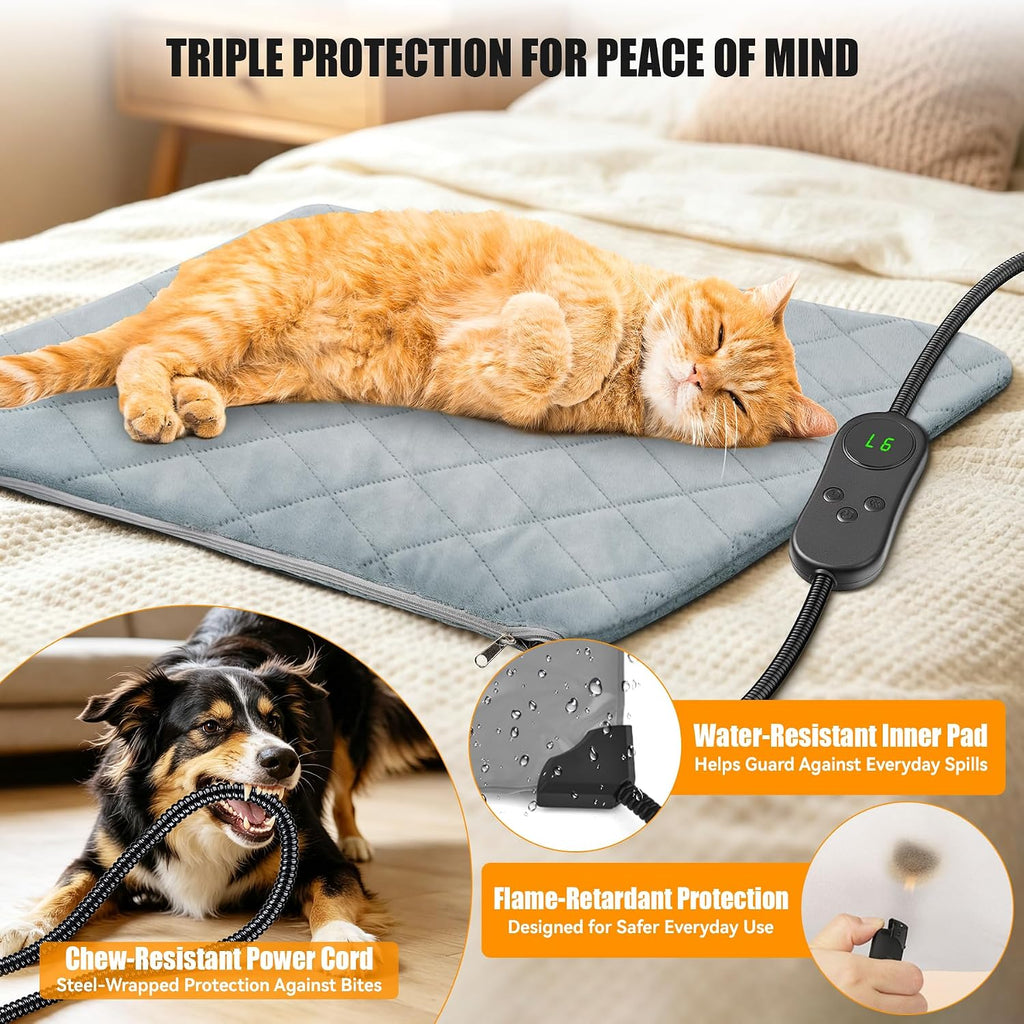 heated cat bed for pet/cats/dogs, cat heating pad, close-up detail